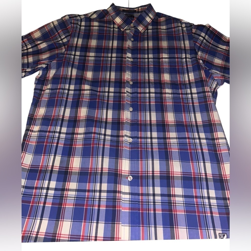🍀 3 for $25 Daniel Cremieux Plaid Short Sleeves Shirt Mens XL Button Up Blue C